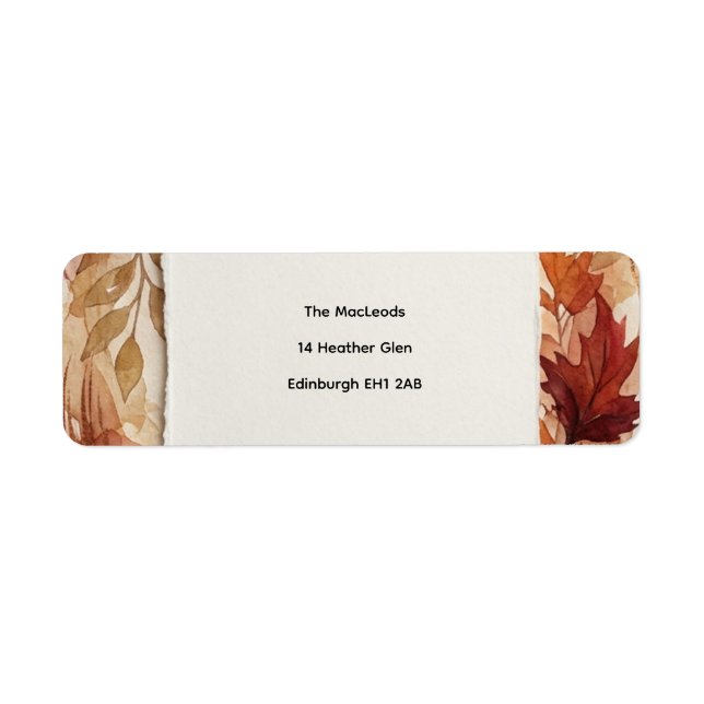 Burgundy Autumn Leaves Return Address Label (Front)