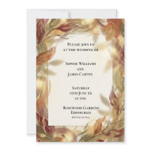 Burgundy Autumn Leaves Wedding Invitation