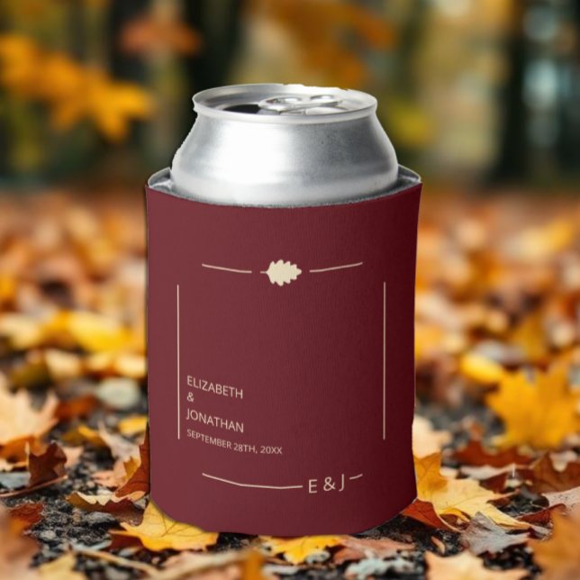 Burgundy Autumn Wedding Can Cooler (Creator Uploaded)