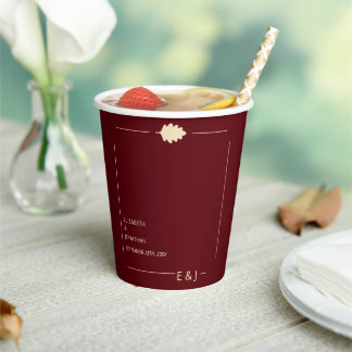Burgundy Autumn Wedding Paper Cups