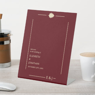 Burgundy Autumn Wedding Pedestal Sign