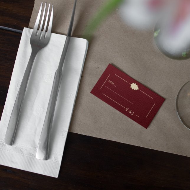 Burgundy Autumn Wedding Place Card (Creator Uploaded)