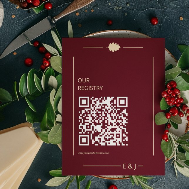 Burgundy Autumn Wedding Registry Enclosure Card (Creator Uploaded)