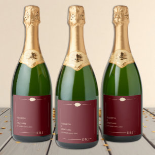 Burgundy Autumn Wedding Sparkling Wine Label