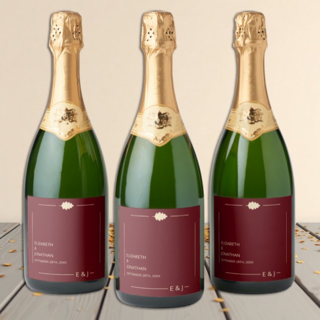 Burgundy Autumn Wedding Sparkling Wine Label (Creator Uploaded)