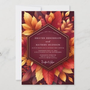 Burgundy Autumnal Foliage Wedding Invitation