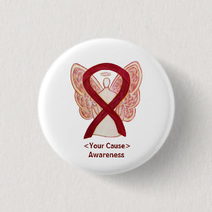 Burgundy Awareness Ribbon Angel Custom Pins