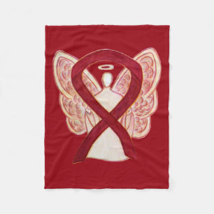 Burgundy Awareness Ribbon Angel Soft Blankets