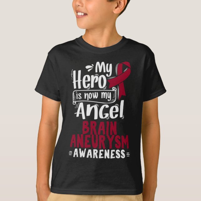 Burgundy Awareness Ribbon Brain Aneurysm  T-Shirt (Front)