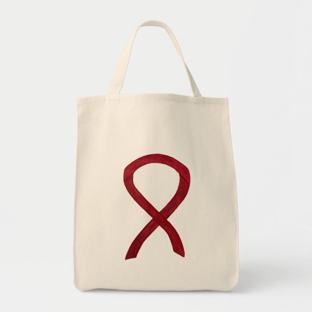 Burgundy Awareness Ribbon Custom Art Tote Bag (Front)