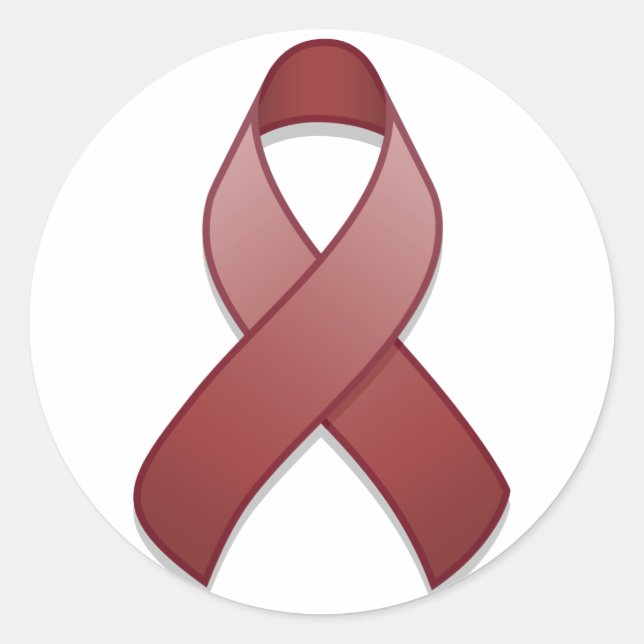 Burgundy Awareness Ribbon Round Sticker (Front)