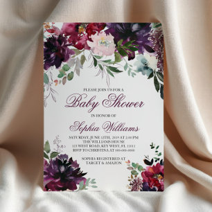 Burgundy Baby Shower Invitation