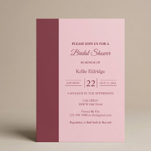 Burgundy Bar Minimalist Modern Bridal Shower Invitation
