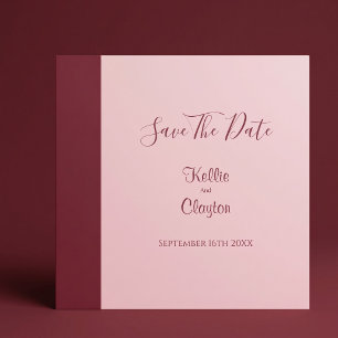Burgundy Bar Minimalist Modern Wedding Save The Date