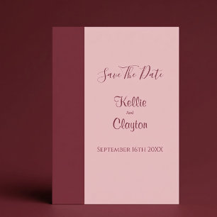 Burgundy Bar Minimalist Wedding Save The Date Invitation