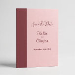 Burgundy Bar Save The Date Invitation<br><div class="desc">Clean blush layout with a bold burgundy bar. Simple,  sharp,  and balanced with a modern feel that stands out without trying too hard.</div>