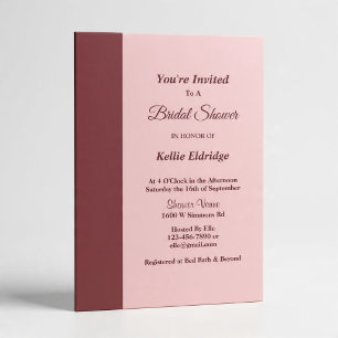 Burgundy Bar Wedding Bridal Shower Invitation