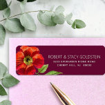 Burgundy Bat Mitzvah Floral Modern Return Address<br><div class="desc">Be proud, rejoice and showcase this milestone of your favourite Bat Mitzvah with this sophisticated, personalised return address label! A chic, stunning, floral watercolor and modern san serif type overlay a burgundy background. Personalise the custom text with your name and address. Guaranteed to add stylish fun to all your correspondence!...</div>