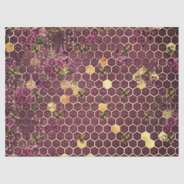 Burgundy Bee Series Design One Tissue Paper (Front)