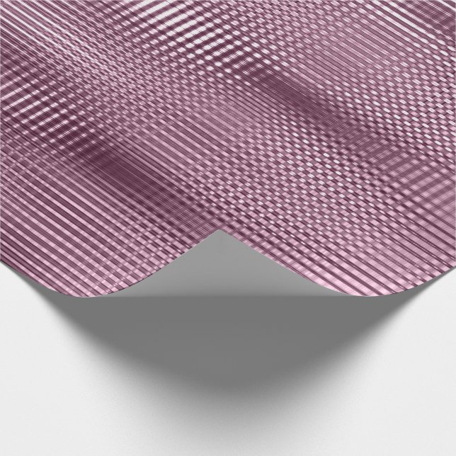 Burgundy Beetrot Metallic Grill Stripe Minimal Lux Wrapping Paper (Corner)