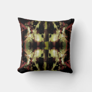 Burgundy Beige Green Black Symmetrical Mosaic Cushion