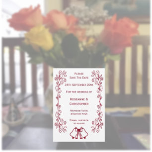 Burgundy Bells Scrollwork Design Wedding Save The Date