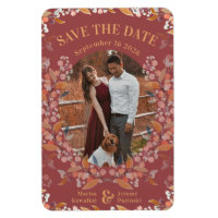 Burgundy Berry Gold Framed Photo Save the Date
