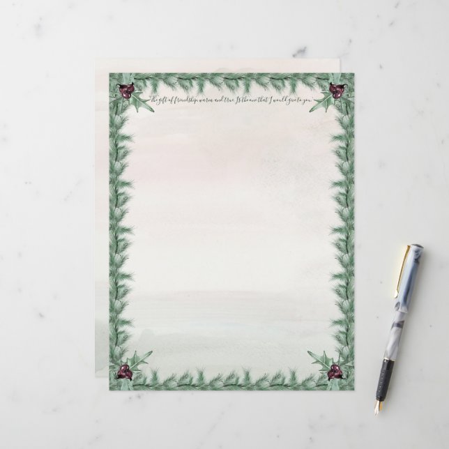 Burgundy Berry Holly Pine Christmas (Front/Back In Situ)