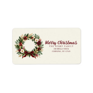 Burgundy Berry Wreath Address Label