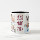 Burgundy | Best Mum Ever Custom Photo Mug<br><div class="desc">Burgundy Red | Give it as gift to your mum! Photo Grid Handwritten Text Two-Tone Coffee Mug
Best Mum Ever Custom Photo Mug</div>