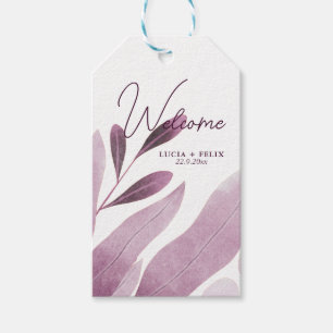 Burgundy Big Leaves Wedding Welcome Gift Tags