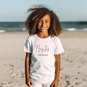 Burgundy Big Sis Custom Name T-Shirt