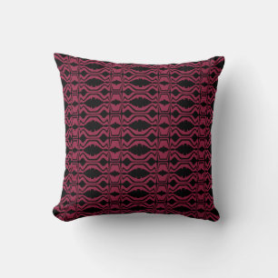Burgundy Black Abstract Sound Wave Small Tiles Cushion