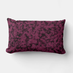 Burgundy Black Cubism Abstract Pattern Lumbar Cushion