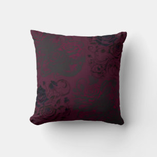 Burgundy & Black Dark Garden Gothic Glam  Cushion