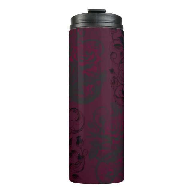 Burgundy & Black Dark Garden Gothic Glam Thermal Tumbler (Front)