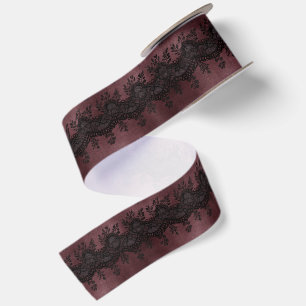 Burgundy Black Faux Lace Bridal Shower Satin Ribbon