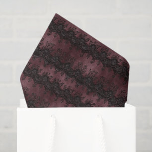 Burgundy Black Faux Lace Bridal Shower Tissue Paper