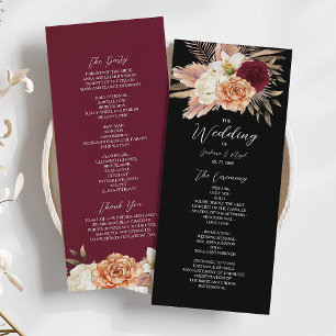 Burgundy Black Floral Wedding Programme