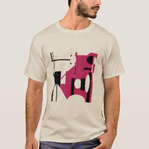 Burgundy, Black Geometric Shapes Abstract MCM Look T-Shirt