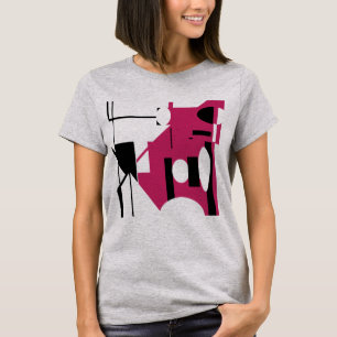 Burgundy Black Geometric Shapes Abstract MCM Look T-Shirt