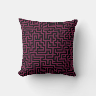Burgundy Black Maze Lines Cushion