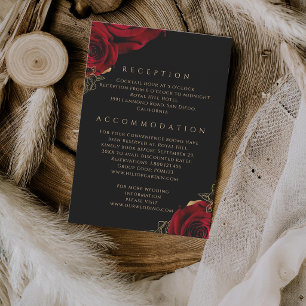 Burgundy black ⎮ Red Rose Floral Modern Wedding Enclosure Card
