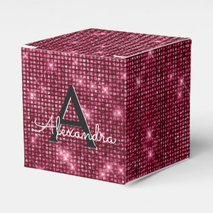 Burgundy & Black Shimmer Monogram - Add Your Name Favour Box