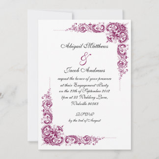 Burgundy Black Swirls Engagement Party Invitation
