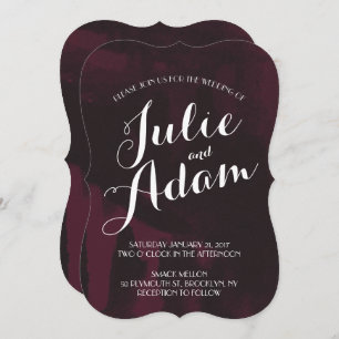 Burgundy & Black Watercolor Wedding Invitation