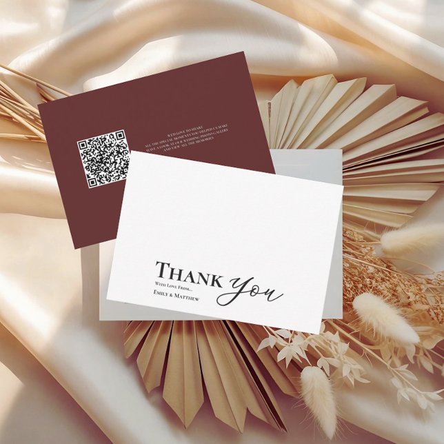 Burgundy Black Wedding Thank You Card  (Creator Uploaded)
