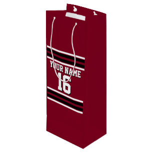 Burgundy Black Wht Team Jersey Custom Number Name Wine Gift Bag