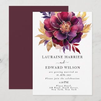 Burgundy Bliss: Elegant Floral Vine Pattern in Win Invitation
