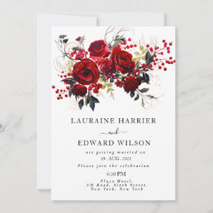 Burgundy Bliss: Elegant Floral Vine Pattern in Win Invitation